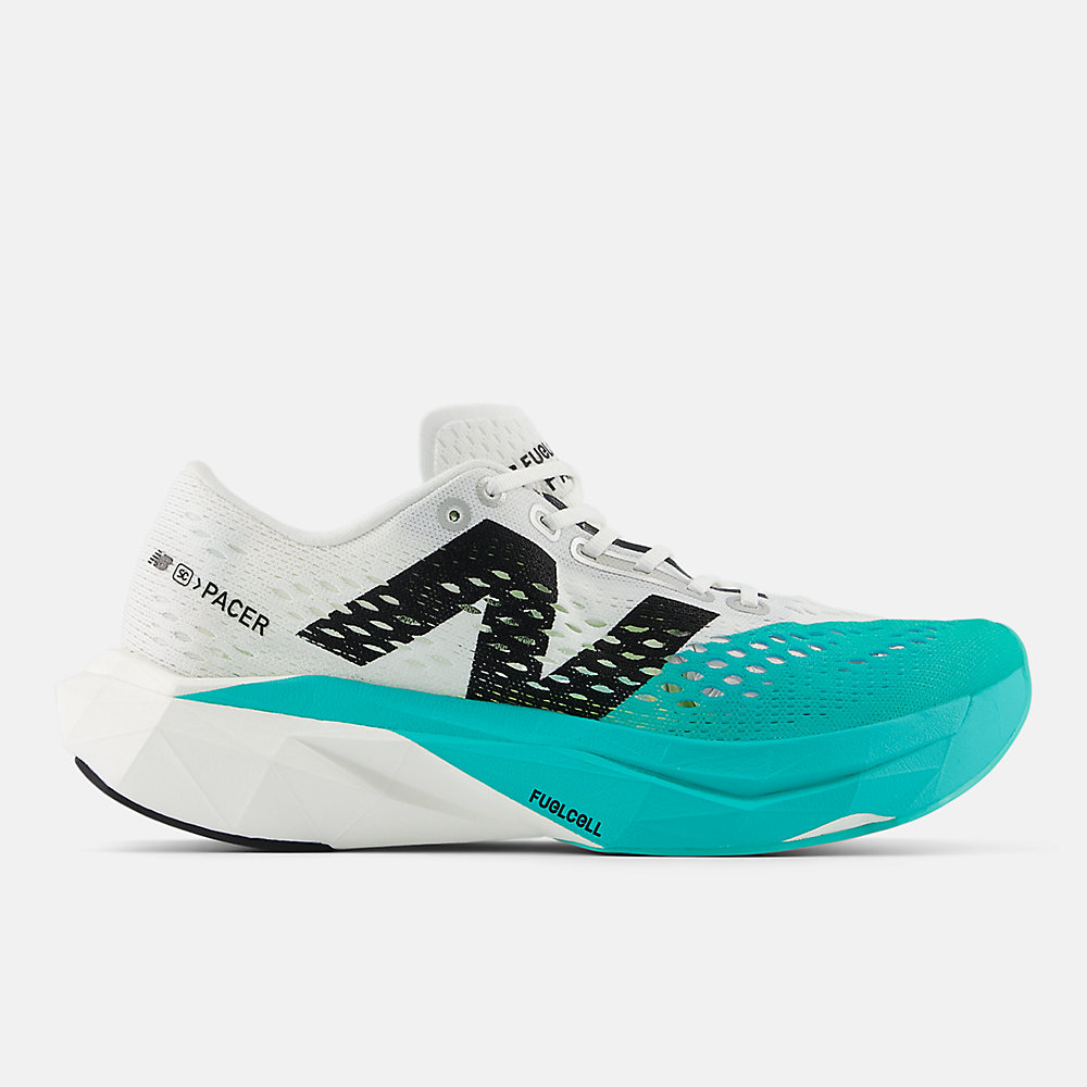 New Balance FuelCell SuperComp Pacer v2 Shoes White with Cyber Jade and Black